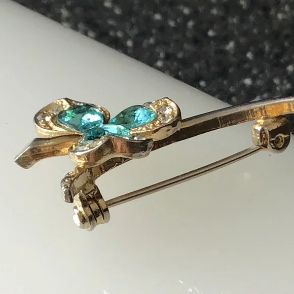 Vintage Clover Leaf Pin Brooch Gold Tone - Picture 8 of 12